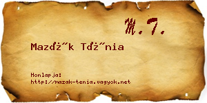 Mazák Ténia névjegykártya